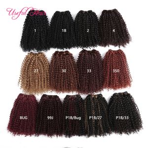 Kort 12-tums Vävar Hårbunt 4PCS Weft Hair 2st Clip i 1st Stängning 1 st frans En huvud Syntetisk Braiding Crochet Hair Extensions