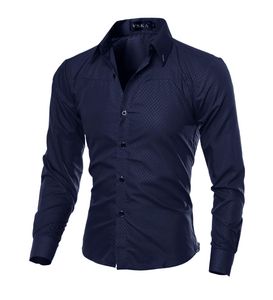 2018 Men Long Sleeve Shirts Clothes Male Slim-fitting Tops Pure Color Shirt Men's Clothing