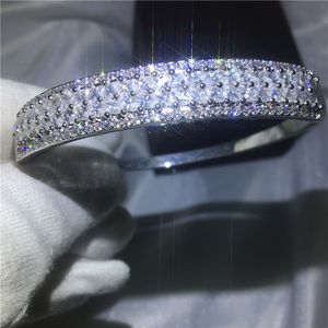 Leaves Design bracelet Pave setting Diamond S925 Sterling Silver Filled Anniversary bangle for women wedding accessaries