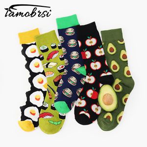 Avokado Omelett Burger Sushi Apple Plant Fruktstrumpor Korta Roliga Bomull Kvinnor Vinter Män Unisex Glad Kvinna Hosiery