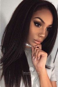Diva1 hd transparent Frontal Wig 130% High Density Brazilian Yaki Kinky Straight Lace Human Hair Wigs pre plucked 360 Front