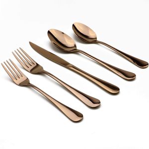 30 PZ/SET Set di Posate in Acciaio Inossidabile Lucido a Specchio in Oro Rosa Coltello da Bistecca Occidentale Forchetta Scoop Stoviglie per 6