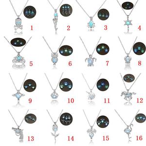 16 designs Luxury Glow in the dark stone necklace Open 3 colors luminous pearl cage pendant necklaces For women Ladies Fashion Jewelry