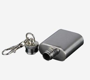 Alta Qualidade Durável Portátil 1 oz Mini Aço Inoxidável Hip Flask Álcool Flagon Do Vinho Com Keychain