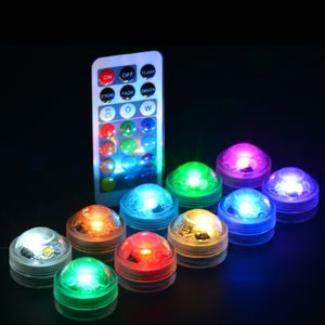 10pcs / lot 3cm مصغرة تحت إناء زهري ضوء 3led غاطسة أضواء برج الزفاف الشاي مع جهاز التحكم عن بعد