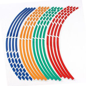 Wholesale motorcycle rims stickers resale online - 16 Strips Reflective Wheel Rim Sticker Motorcycle Accessories Colors Car Styling or inch Tape Car Stickers HP