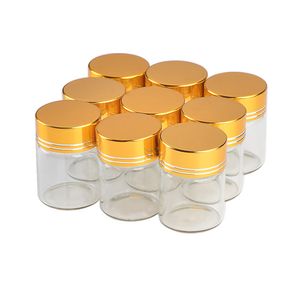 30*43mm 24pcs 15ml Glass Bottles Aluminium Screw Golden Cap Empty Transparent Clear Liquid Gift Container Wishing Bottle Jars