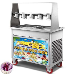 BEIJAMEI Doppelkompressor, quadratische Pfanne, 35 cm, Thailand, frittierte Eismaschine, elektrische Eisrollen-Herstellungsmaschine