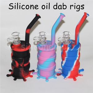 Popüler Silikon Rigs Silikon Nargile Su Bongs Silikon Yağ Dab Rigs Su Boruları ile 14.4mm Erkek Cam Aşağı ve Kase Ücretsiz DHL