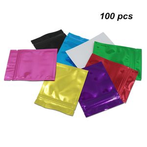 100 Pcs Lot 6x8 cm multi cores Alumínio Zipper fechamento Food Storage Bags Mylar folha para Zip calor selável Bloqueio Coffee Tea embalagem Pouches