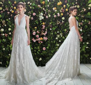 Advanced Custom White Sexy Sheer Wedding Dresses V Neck Full Lace Low Back Wedding Gowns Cheap Beach Bridal Gowns HY231