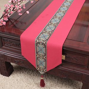 High Quality Cotton Linen Lace Coffee Table Runner Chinese Decoration Modern Tablecloth Rectangle Placemat Dining Table Mat 180x33 cm