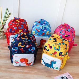 Kids Backpack Kindergarten Girls Boys School Bag Children Cartoon Dinosaur Shoulders Bags Children Snacks Bags Prevent Kids Lost Rope Design