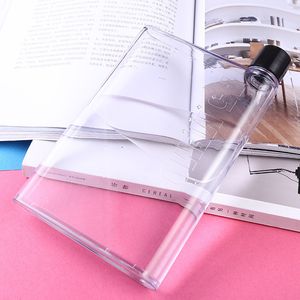A5 transparent Water Bottles Plastic Square Clear Reusable Small Drinking LeakProof 420ml Refillable Clean Flat bottleThin For Sport travel