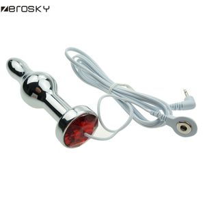 Zerosky Anal Plug Electric Shock Anal Beads Buttplug Sexleksaker för Kvinnor Män Sex Butt Plug Massager Therapy Equipment S1022