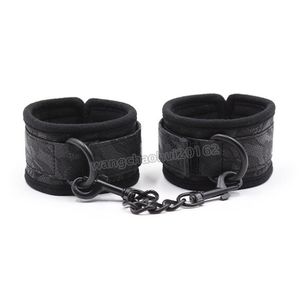 Bondage New Quality Leather Fur Hands Ankles ben handled manschetter begränsningar bälte backle #R87