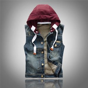 Gilet di jeans slim coreano Felpe con cappuccio Giacche di jeans da uomo Cappotti senza maniche Outwear Hip Hop Wistcoats Spedizione gratuita 2018 M L XL XXL XXXL