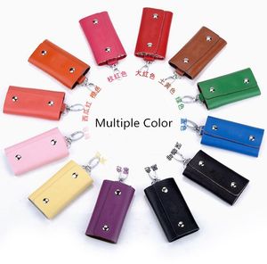 Couro Mulheres Key Caso bolso tamanho da chave Organizor Clutch Bags Suporte chave do carro Anel com 6 ganchos Encerramento. Envio Grátis