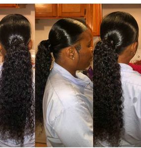 140g Human Hair Pony tail Kinky Curly Virgin peruvian Drawstring Ponytail #1 Human Hair For Black Women 1 piece hair extension