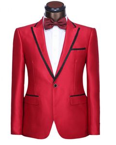 Nova marca Vermelho 2 Peça Terno Homens Casamento Tuxdos de Alta Qualidade Do Noivo Smoking Pico Lapela Um Botão Excelente Homens Blazer (Jacket + Pants + Tie) 1302