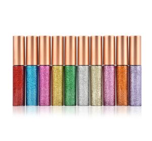 10 pz/set Eyeliner Glitter Make Up Liner Waterproof Shimmer Pigment Silver Gold Metallic Liquid Maquiagem Glitters Eyeliner