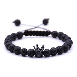 Handgjorda kron yoga strängar pärlor natursten vulkanisk rock rep wrap armband för män kvinnor älskare smycken