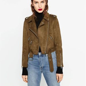 Faux couro camurça jaquetas mulheres outono curto magro jaquetas básicas feminino casaco de manga comprida 2018 inverno legal motocicleta streetwear
