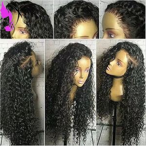 Side Part Long Black Wig Curly Synthetic Lace Front Wig Heat Resistant Hair Synthetic Wigs For african American Wigs