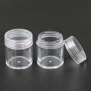 50 pc / lote 10g frasco de plástico transparente com tampa limpa pequena garrafa de creme redonda 10 ml PS cosmético recipiente de potenciômetro maquiagem frascos frascos frascos