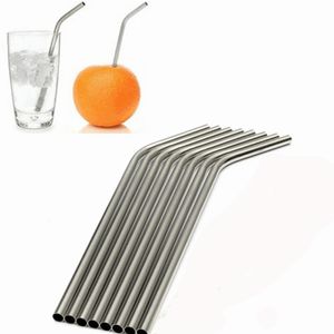 Reusable Stainless Steel Drinking Straw Metal Curved Kit Home Bar Drinkware For Home Party Barware Accessories