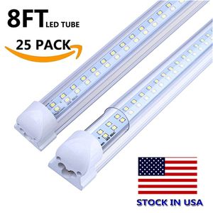 25-pack 72W T8 LED-rör 8FT Dual Double Rads Integrated Lights Lampor Lampor 2400mm 96''Ac85-265V 7200LM kallt vit LED-butiksljus