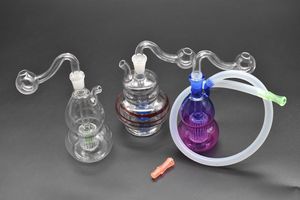 High quality ashcatcher glass water pipe matrix percolator mini glass bong with hose and pot bowl Mini glass Bubbler Pipes DAB Oil Rigs bong