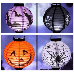 Halloween Lampion Ball Paper Pumpkin LED Hanging Lantern DIY Festival Party Decor Gift LED Lantern Home Party Decor Supplies