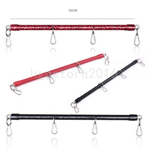 Bondage Leather Spreader Bar for Hand Ankle Cuffs Slave Restraint Pipe W/Hooks play game #R97