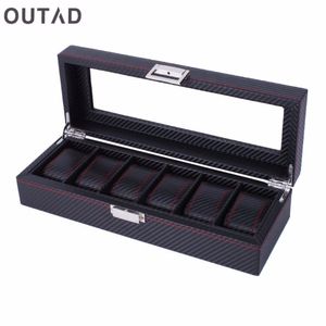 OUTAD 2/3/6 Grid Holz Aluminium Leder Uhr Herren Box Handgefertigte Acryl Top Wildleder Kissen Uhr Schmuck Sammlung Vitrine