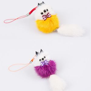 1pc Genuine Fur Keychain Real Mink Keyring Fur Animals Bag Charm portachiavi Ciondolo per telefono Fascino per telefono Regalo di vendita