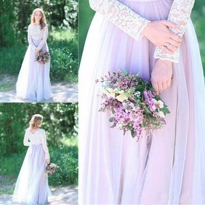 Vintage lila Spitze Brautjungfernkleider arabische muslimische lange Ärmel Trauzeugin Kleider Hochzeit Empfang Kleid Plus Größe
