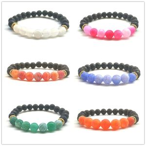 7 Farben 8 mm natürlicher schwarzer Lavastein, bunte verwitterte Perlen, Armband, ätherisches Öl, Parfüm-Diffusor, Armbänder für Damen und Herren, Yoga-Schmuck