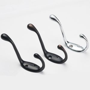 European Coat Robe Hooks Single Towel Cat Hanger Door Wall Hangers for Clockroom Living Room Bedroom Clothes Hook Black Silver Chrome