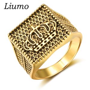 Liumo Hip Hop Style Gold Color Crown Alloy Men Ring Lr406