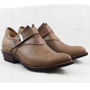 Men's Cowhide Genuine Leather Work Boots Botas Hombre Men's Shoes Buckle Safety Leather Cowboy Shoes Men, Big Size 38-45