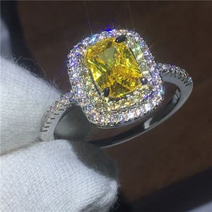 Marke Weibliche Jahrestag Ring Kissen Cut 2ct 5A Zirkon Cz 925 Sterling Silber Hochzeit Band Ringe für Frauen Braut schmuck