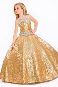 Golden Flower Girl Dresses Pageant Jurk Kids Formele Bal Party Prom Verjaardagstoga Custom Size