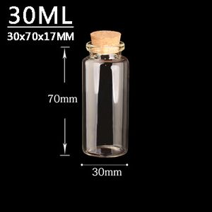 30ML 30X70X17MM Glass Bottles With Corks For Wedding Holiday Decoration Christmas Gifts Empty Transparent Jars Cork