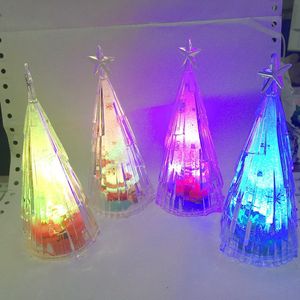 Blinkande LED -parti Bidthday Nyårs transparent kristall, färgglad nattlampa, akryl, julgran och meteor. leksak