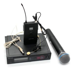 Microfono Karaoke professionale UHF PRO SLX24 / SLX14 / BETA58 SISTEMA MICROFONO WIRELESS + Palmare + Risvolto + Cuffia Mic per Stage