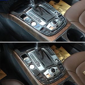 2 pezzi in fibra di carbonio console bracciolo cambio pannello di copertura rivestimento modanatura interna per Audi A4 B8 Q5 Car Styling