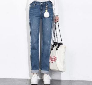 Casual denim jeans women plus size cotton blend straight pants high waist capris bleached autumn spring new fashion smf0805