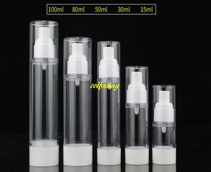 100 sztuk / partia Szybka Wysyłka 15ml 30ml 50ml 80 ml 100 ml próżnia Refillable Butelki balsamowe Airless Pump Butelka Narzędzia do makijażu