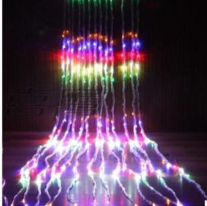 3x3M320LEDウォーターフォールカーテン付き布led文字列照明照明流星シャワー雨の妖精の弦ガーランドウェディングバックグラウンドライト